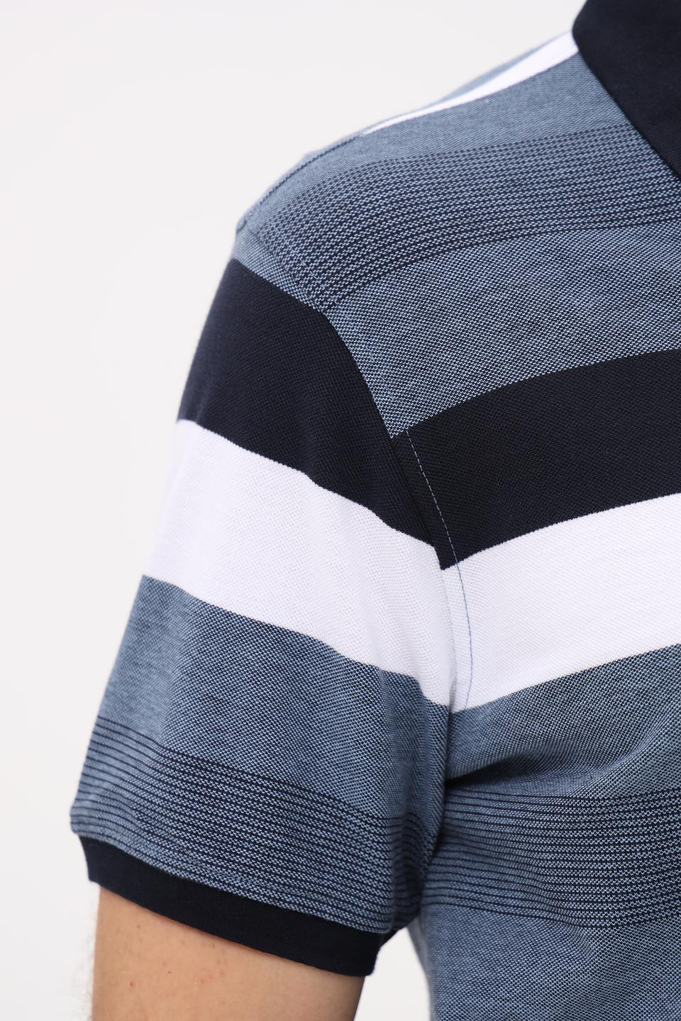 Поло Granchio в полоску синий