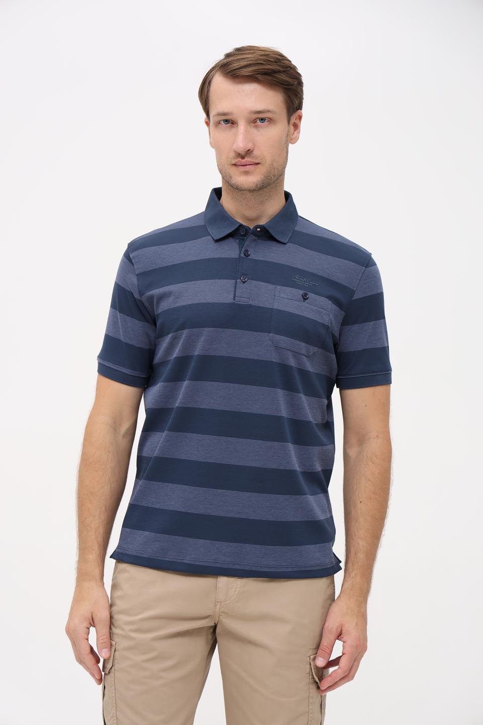 Поло Monte Carlo в полоску синий