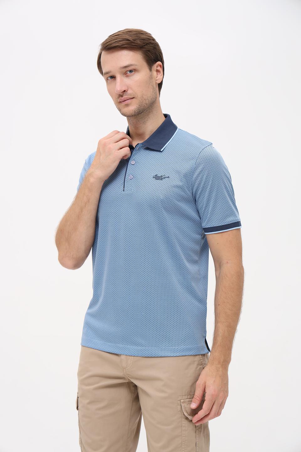 Поло Monte Carlo с узором голубой