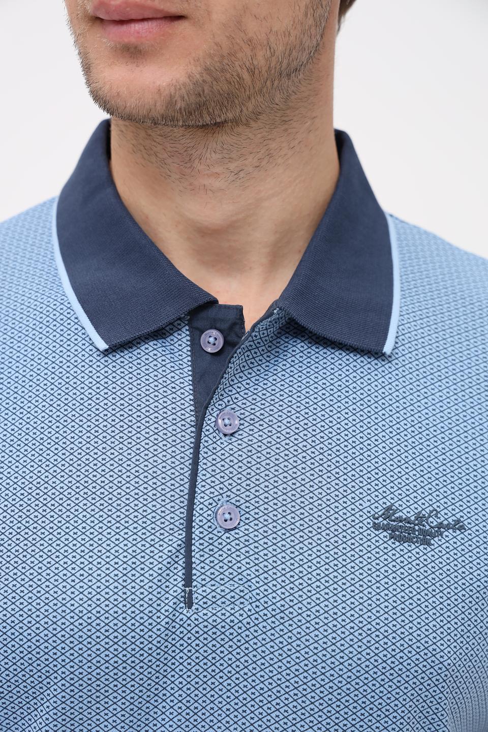Поло Monte Carlo с узором голубой
