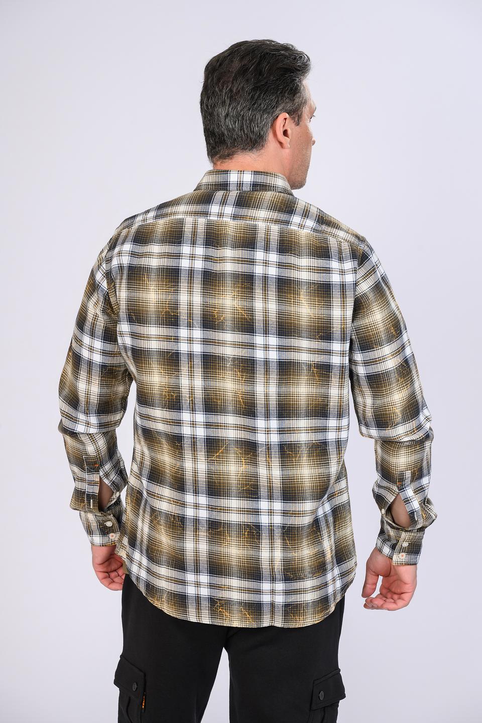 Рубашка Boss Orange в клетку горчичный