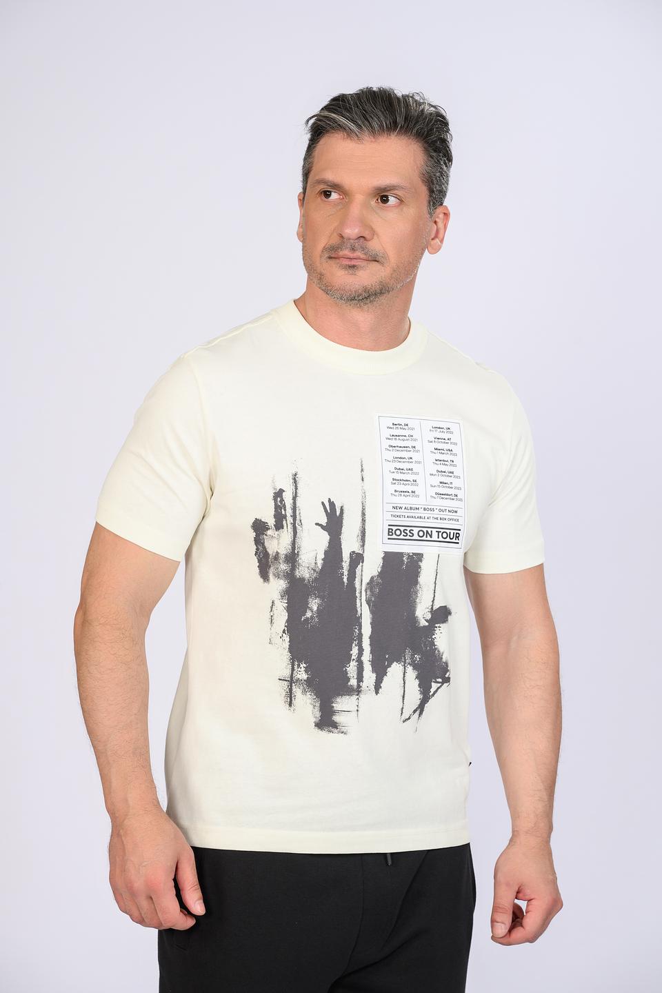 Футболка Boss Orange с принтом бежевая
