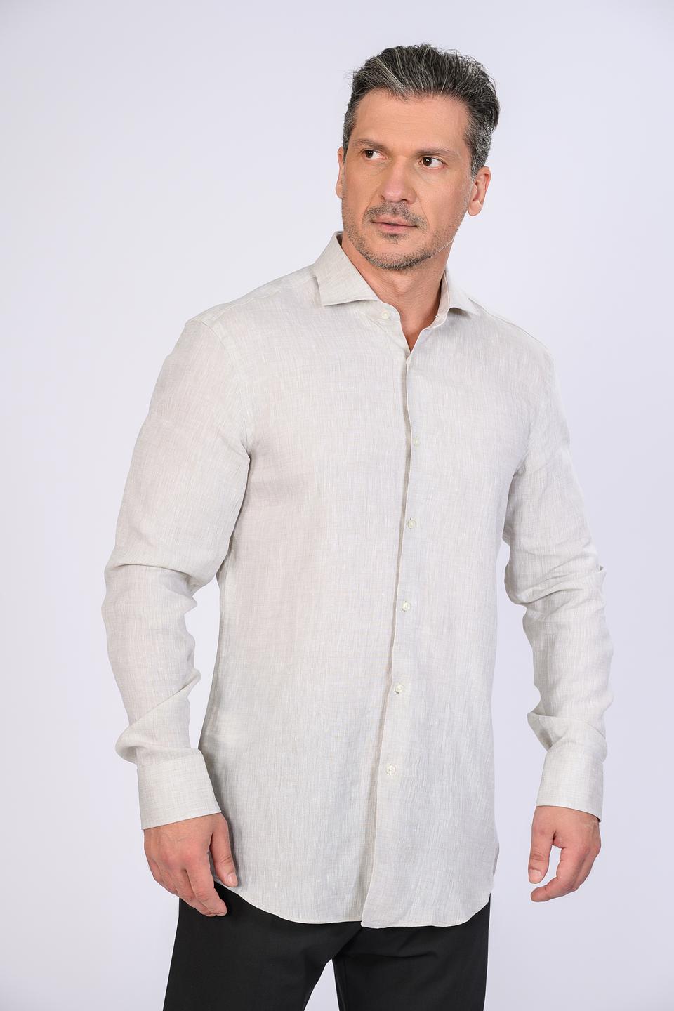 Рубашка Boss Black лён бежевый