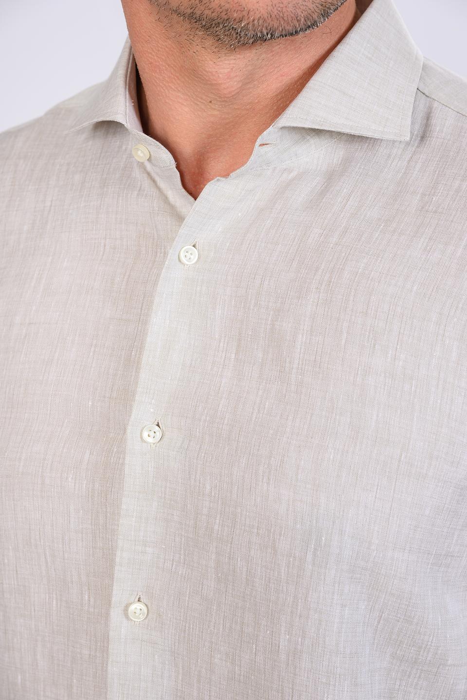 Рубашка Boss Black лён бежевый