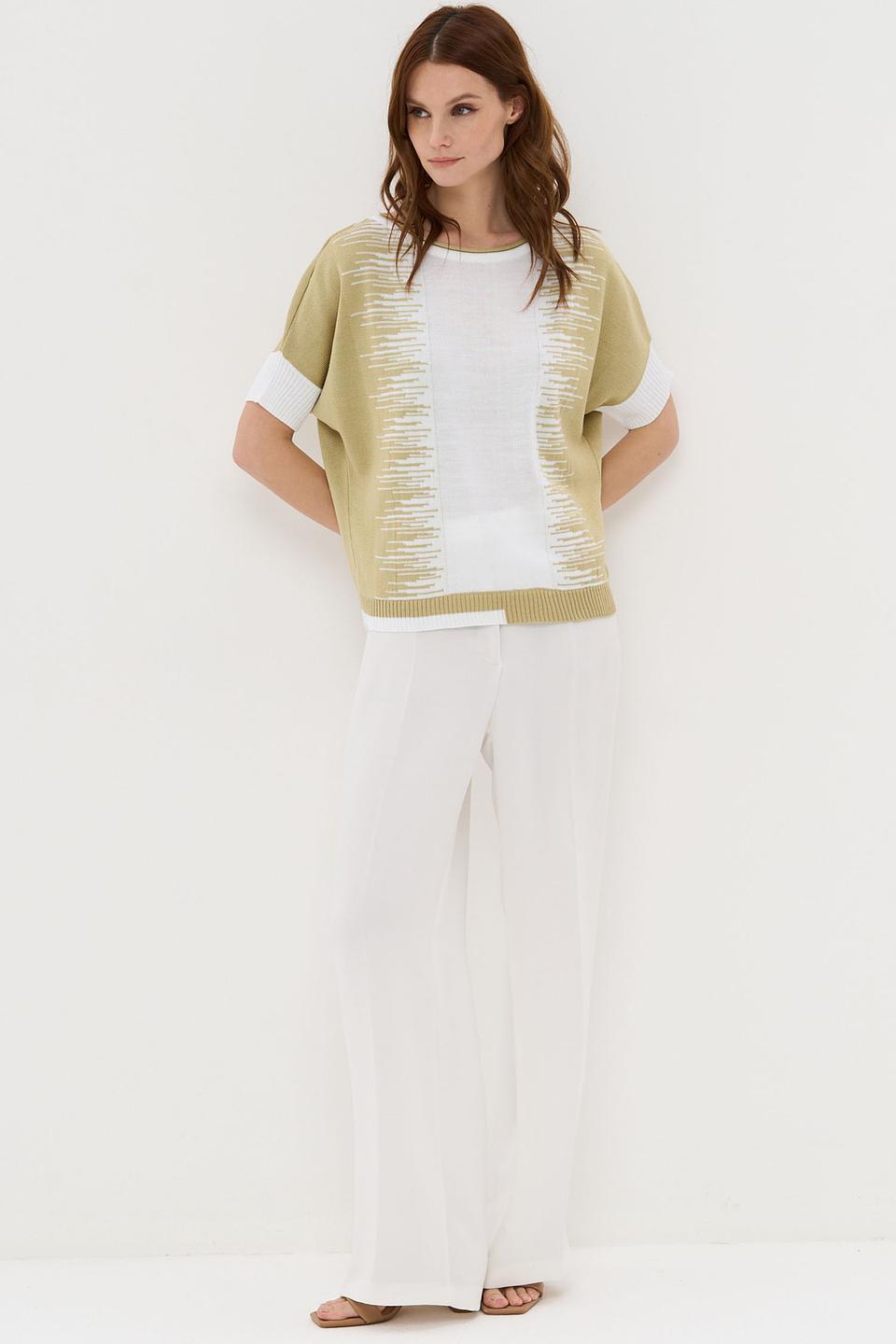 Джемпер VAY с полосками оливковый