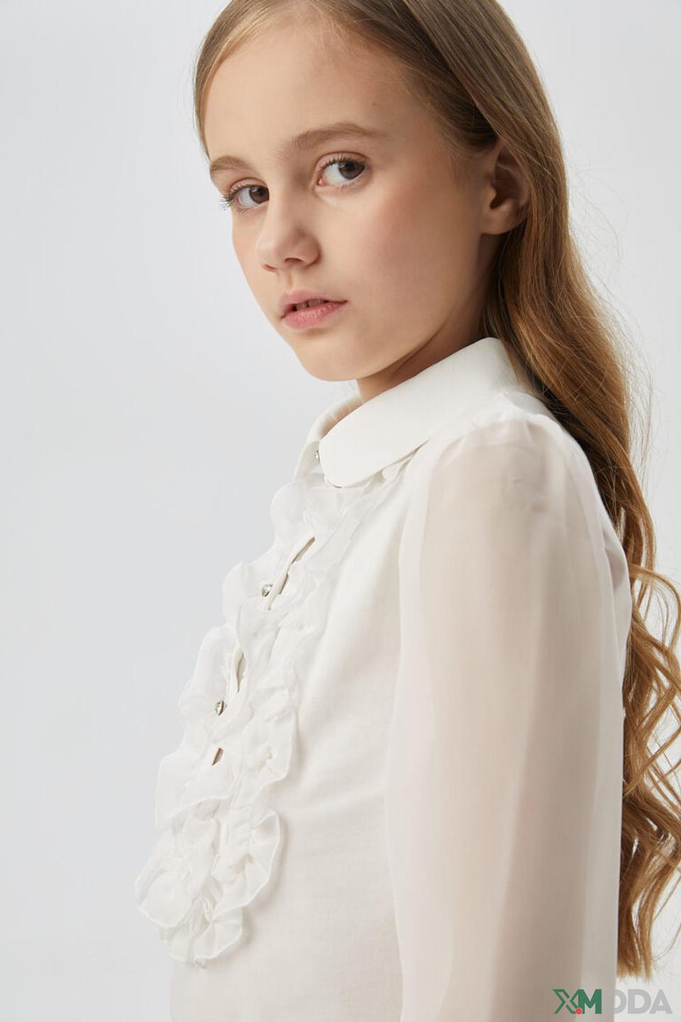 Блуза Choupette белая со сборками и стразами