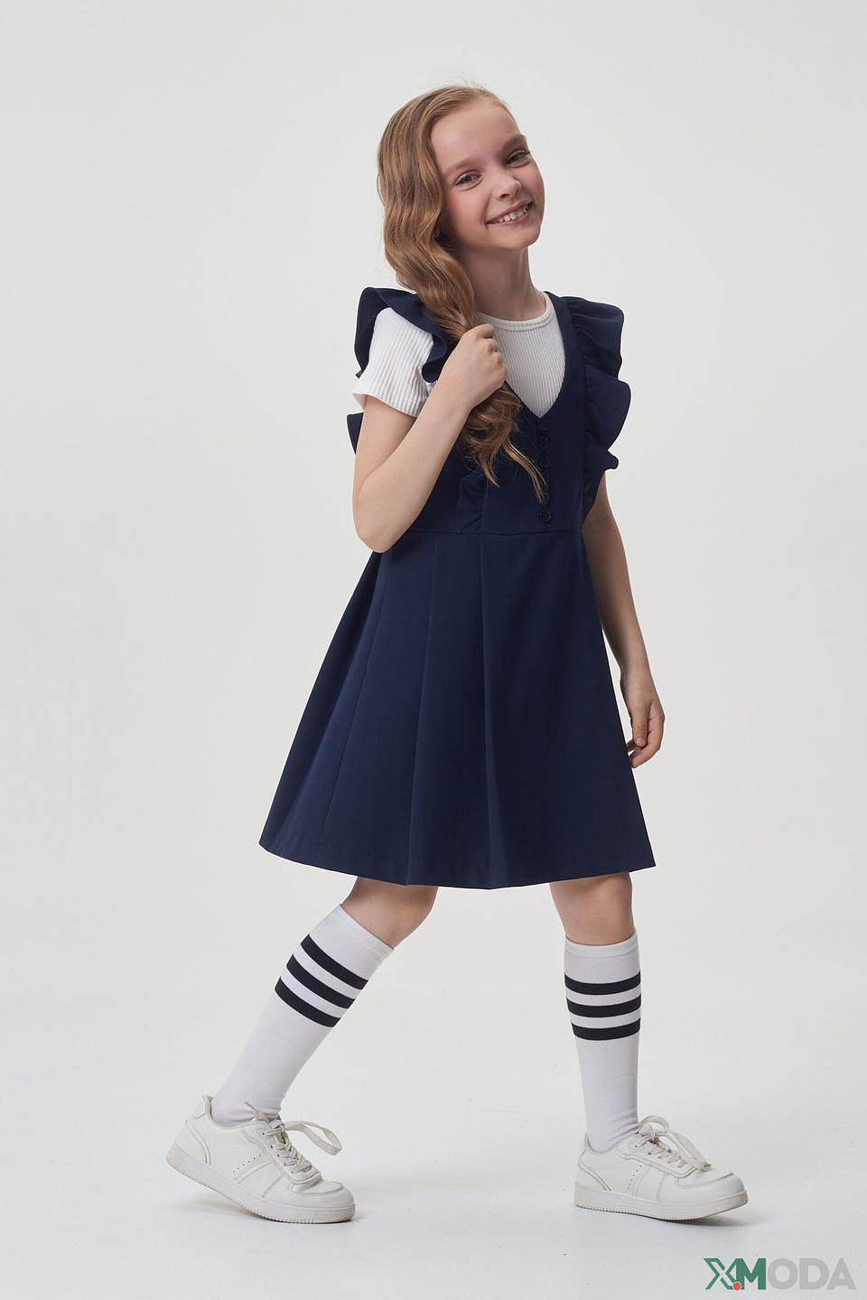 Платье-сарафан Choupette синий с воланами