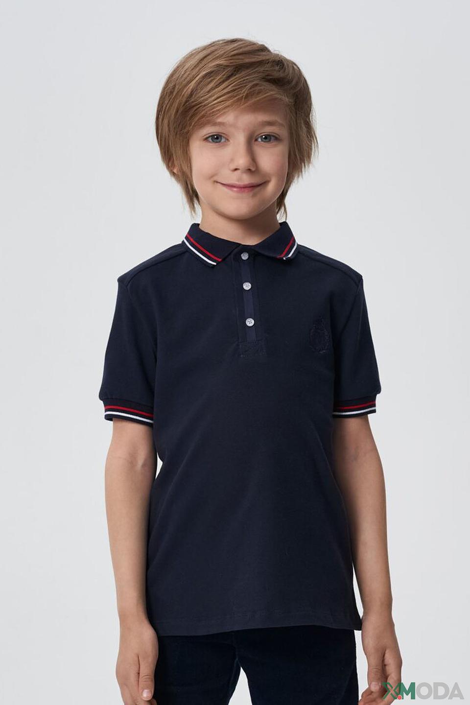 Рубашка-поло Choupette темно-синяя с вышивкой для мальчика