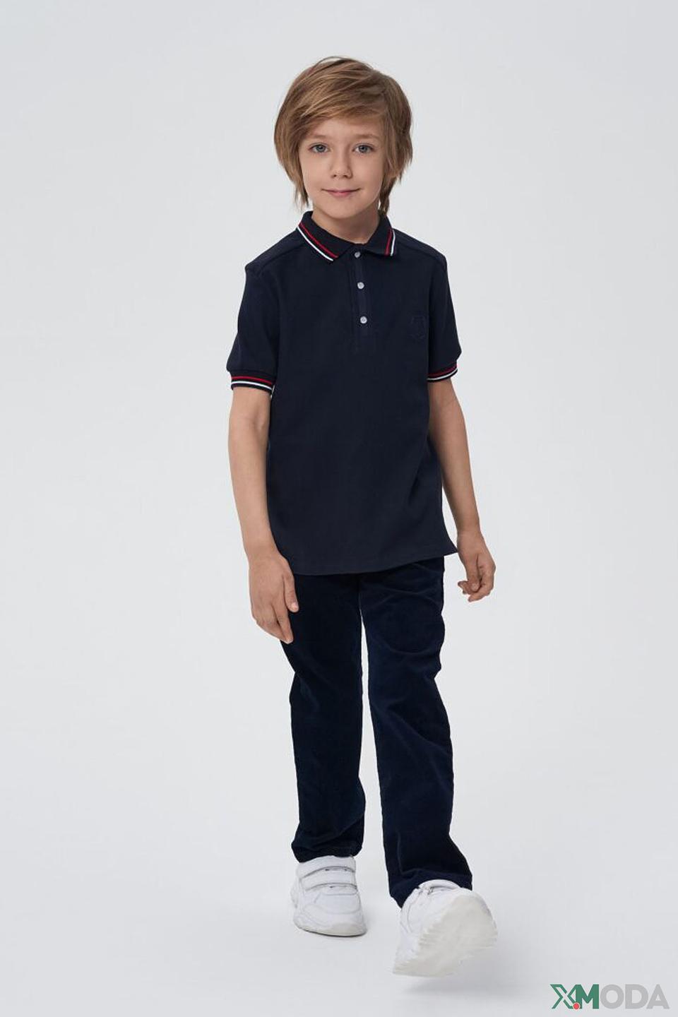 Рубашка-поло Choupette темно-синяя с вышивкой для мальчика