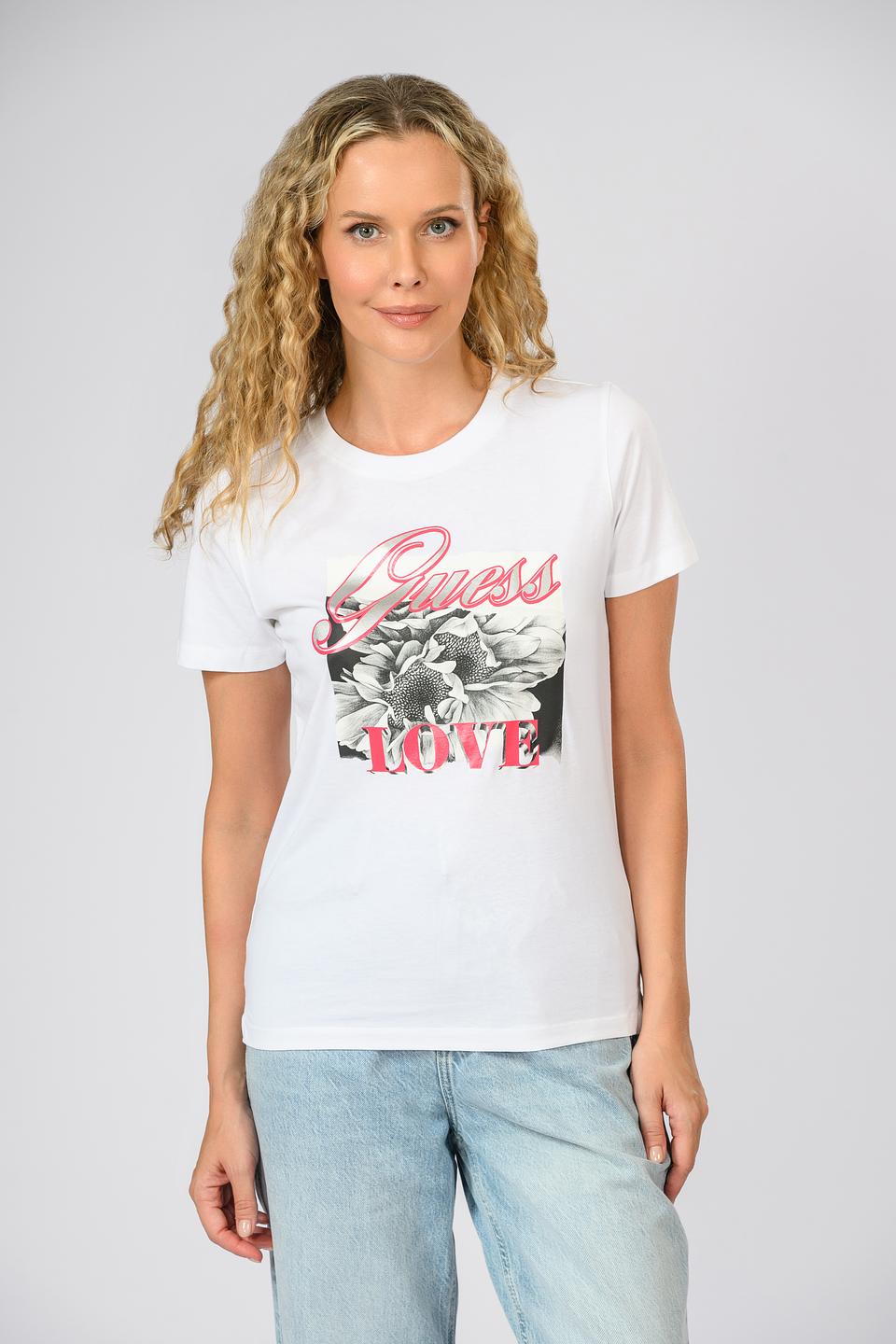 Футболка Guess с цветочным принтом белый