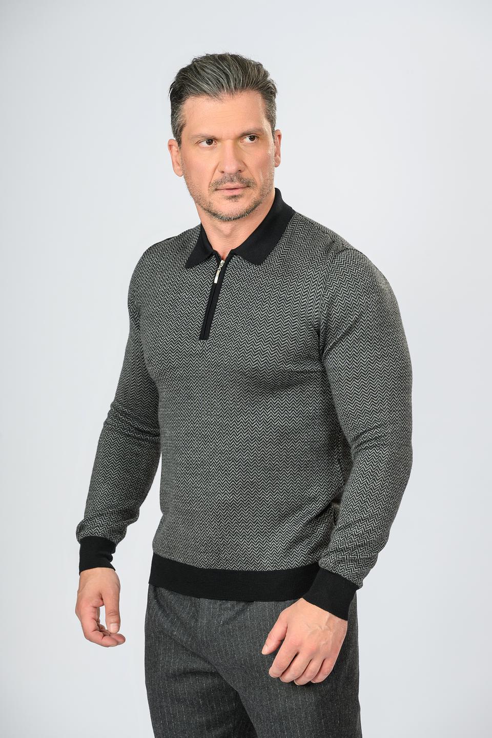 Поло Gran Sasso муж. серый с узором