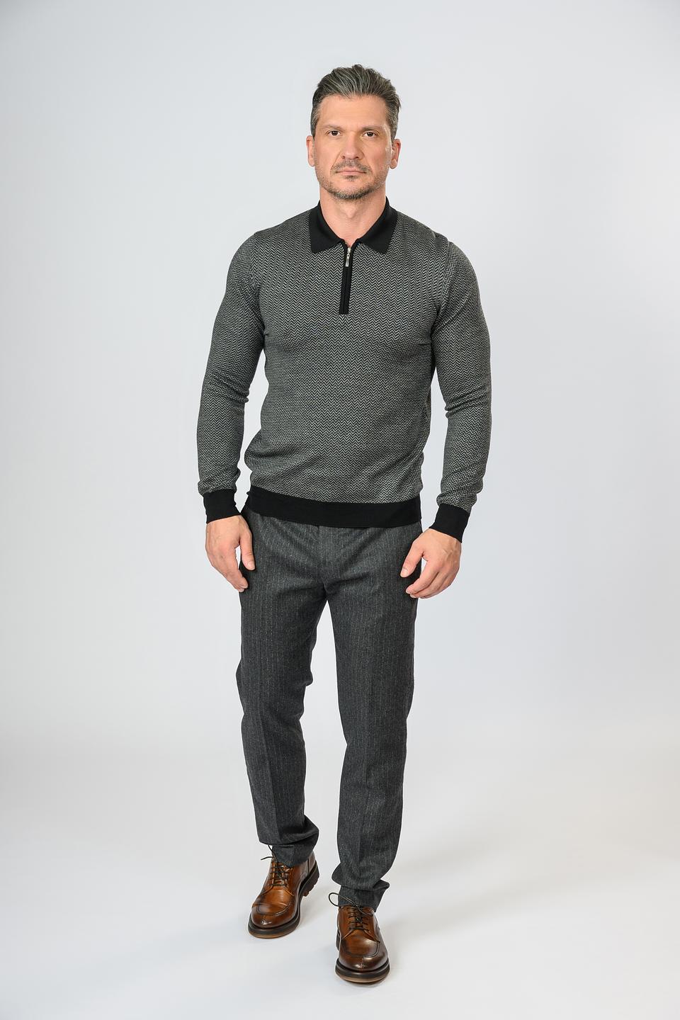 Поло Gran Sasso муж. серый с узором