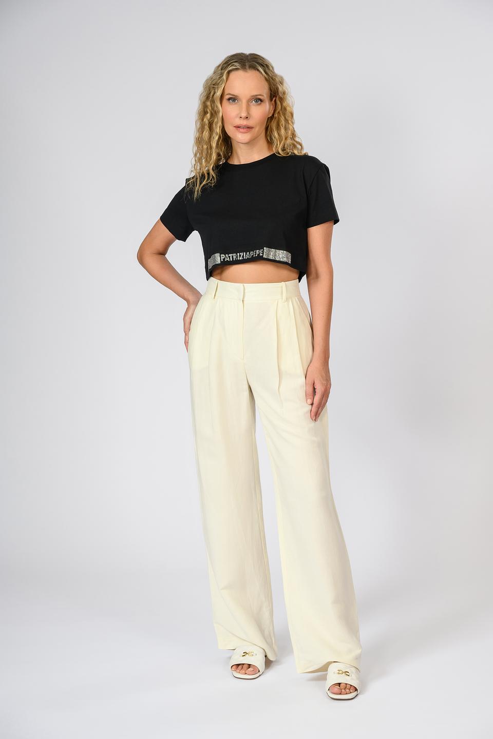 Футболка Patrizia Pepe укороченная черная