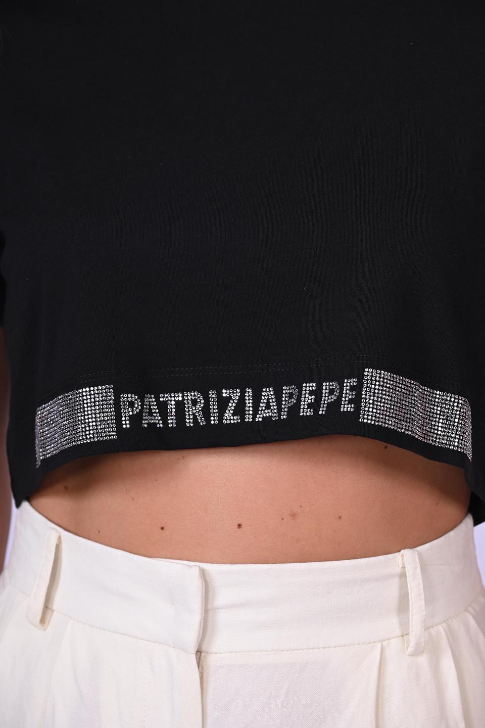 Футболка Patrizia Pepe укороченная черная