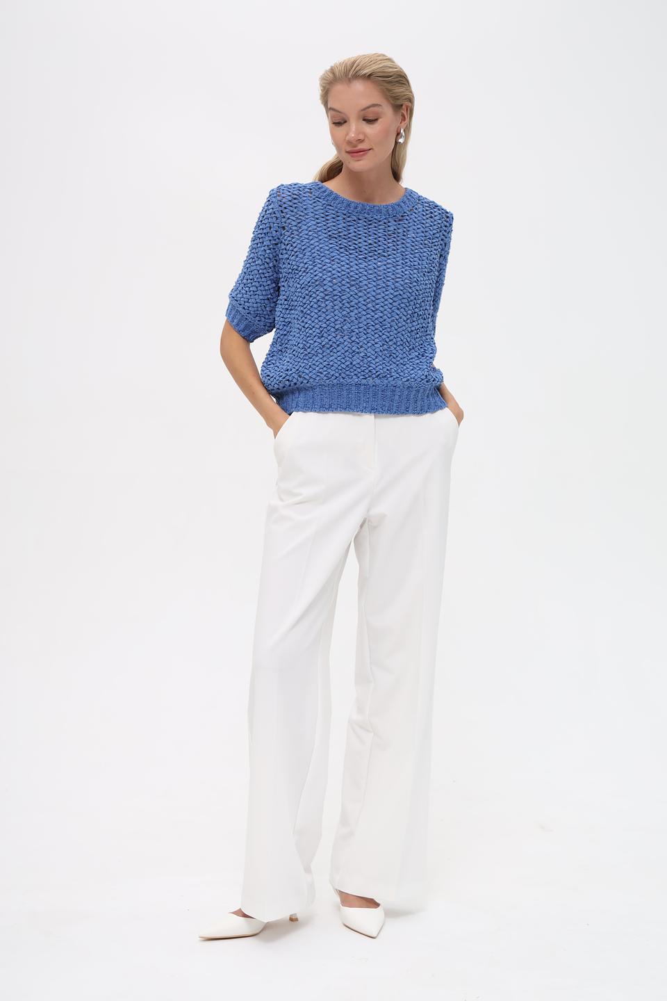 Пуловер Monari голубой ажурный