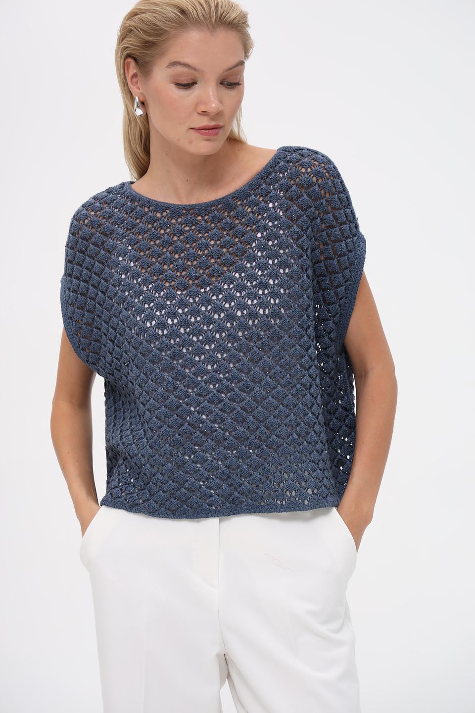 Пуловер Monari вязаный синий