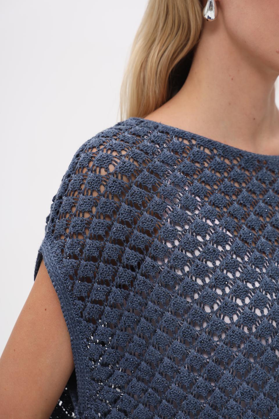 Пуловер Monari вязаный синий