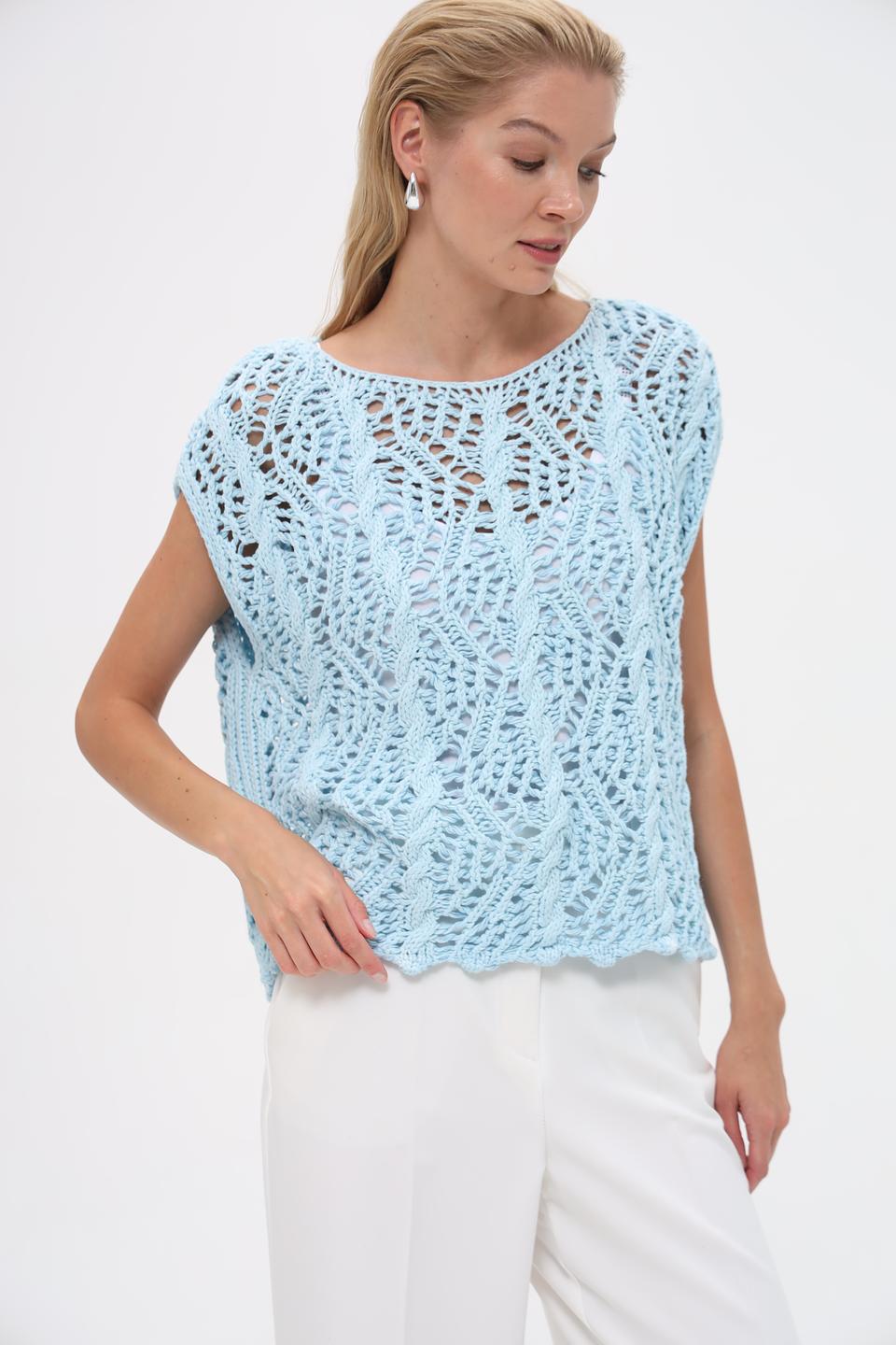 Пуловер Monari ажурный голубой