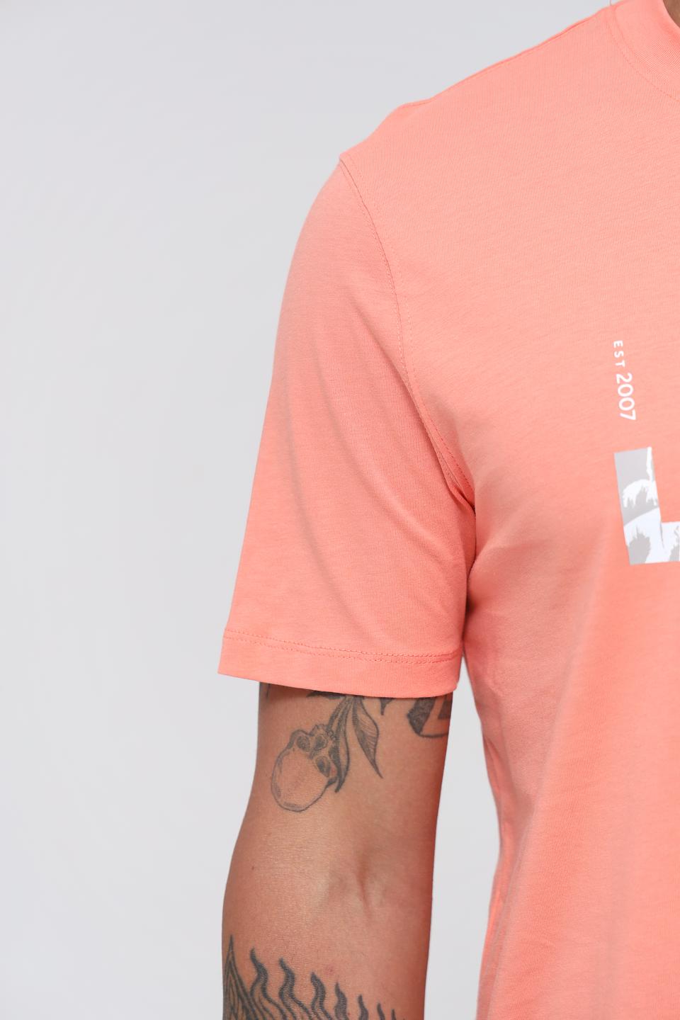 Футболка Tom Tailor IDENIM коралловая с принтом