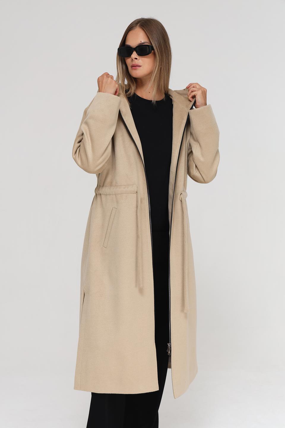 Пальто Beatris с капюшоном бежевое