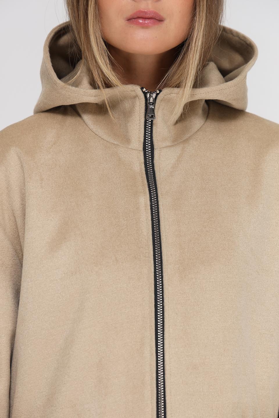 Пальто Beatris с капюшоном бежевое