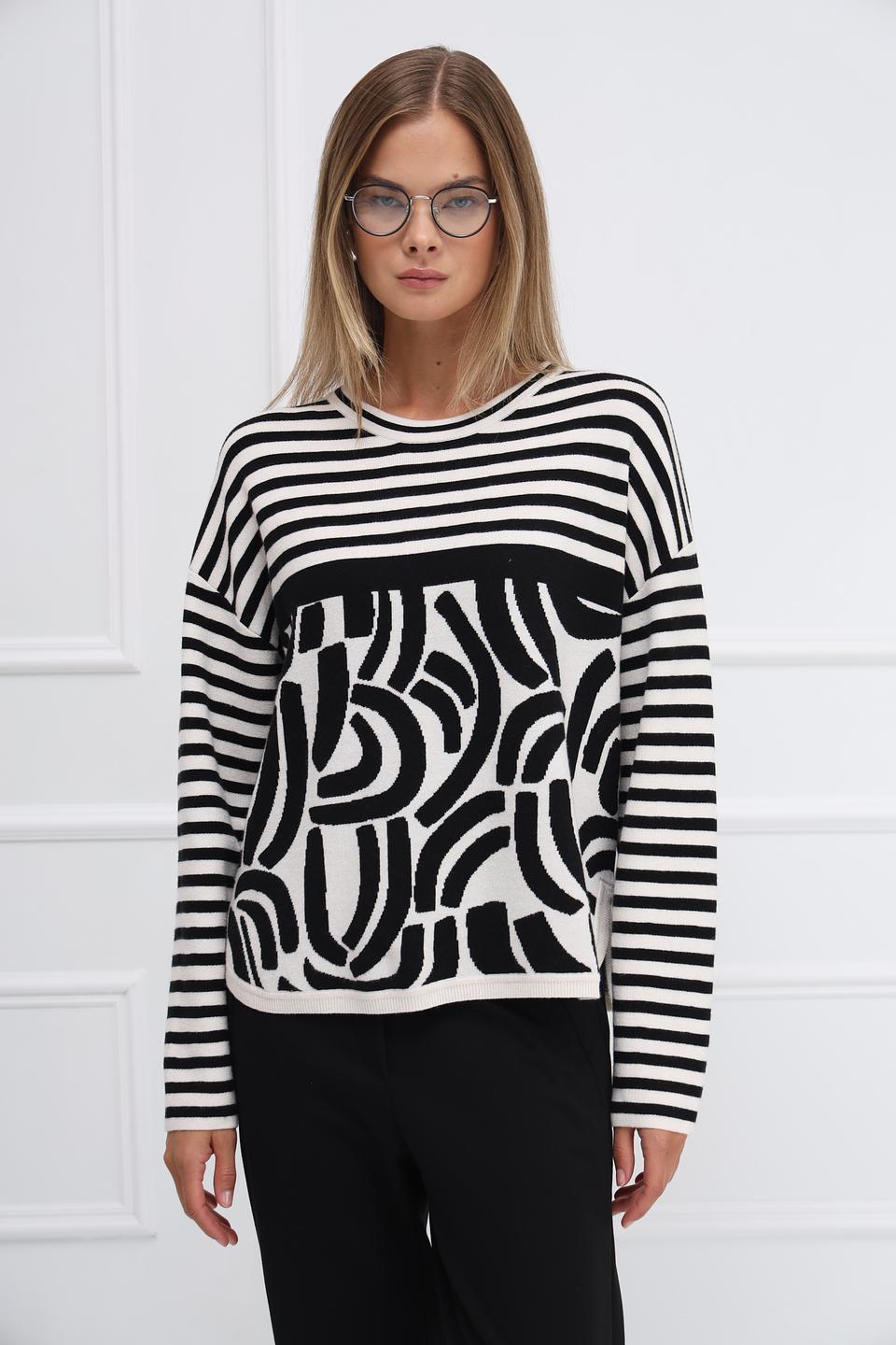Пуловер Oui в полоску