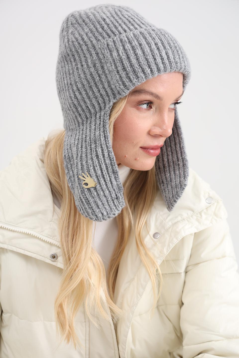 Шапка Adel с ушами серая