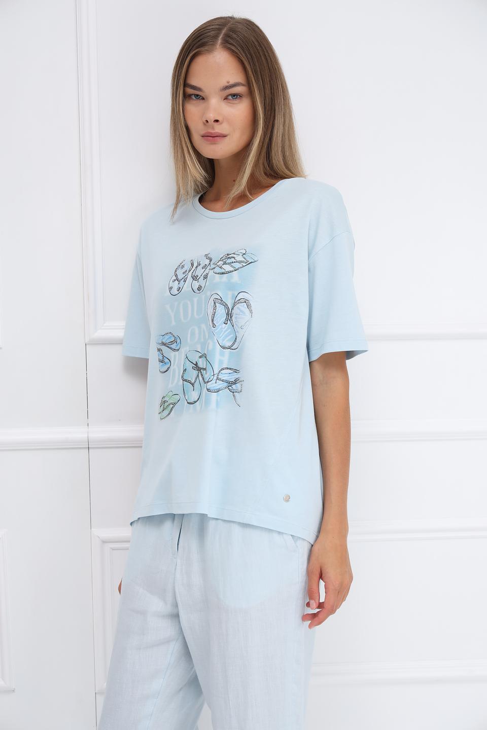 Футболка Monari с принтом голубая