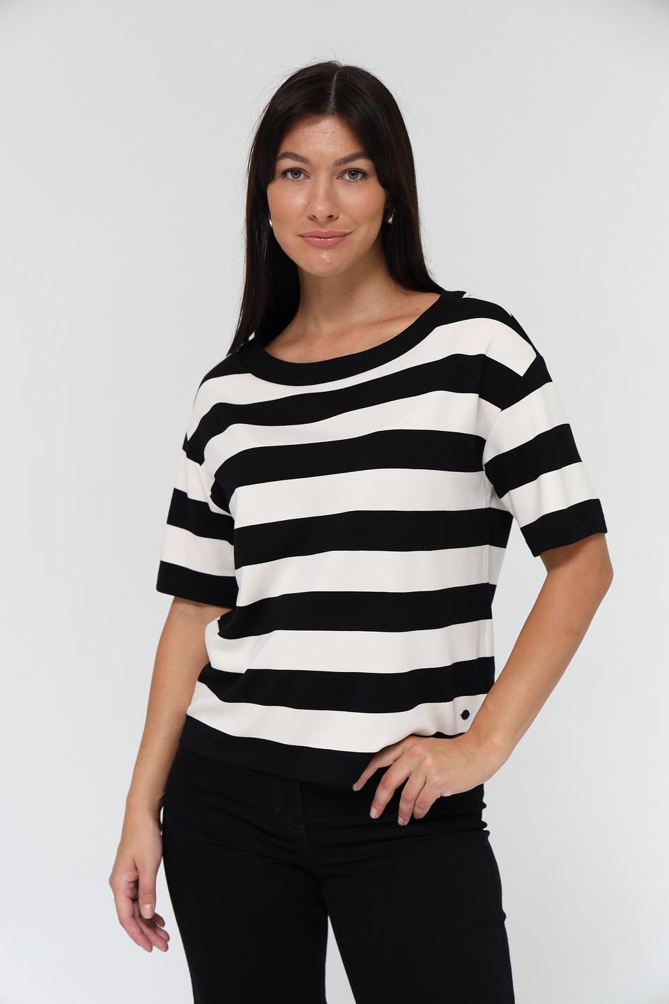Футболка Monari в полоску чёрно-белая