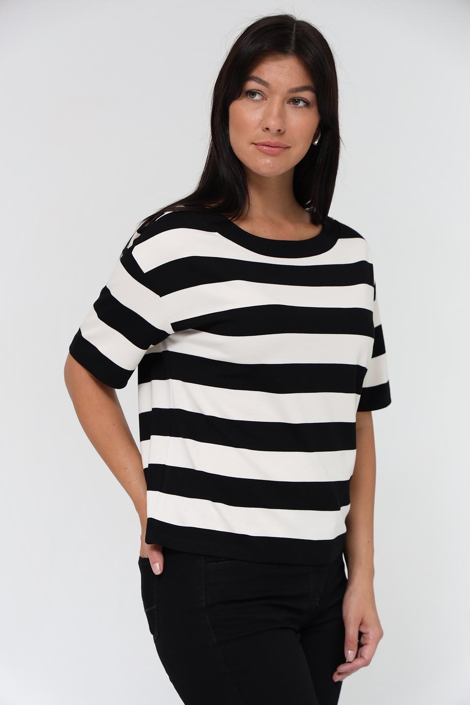 Футболка Monari в полоску чёрно-белая