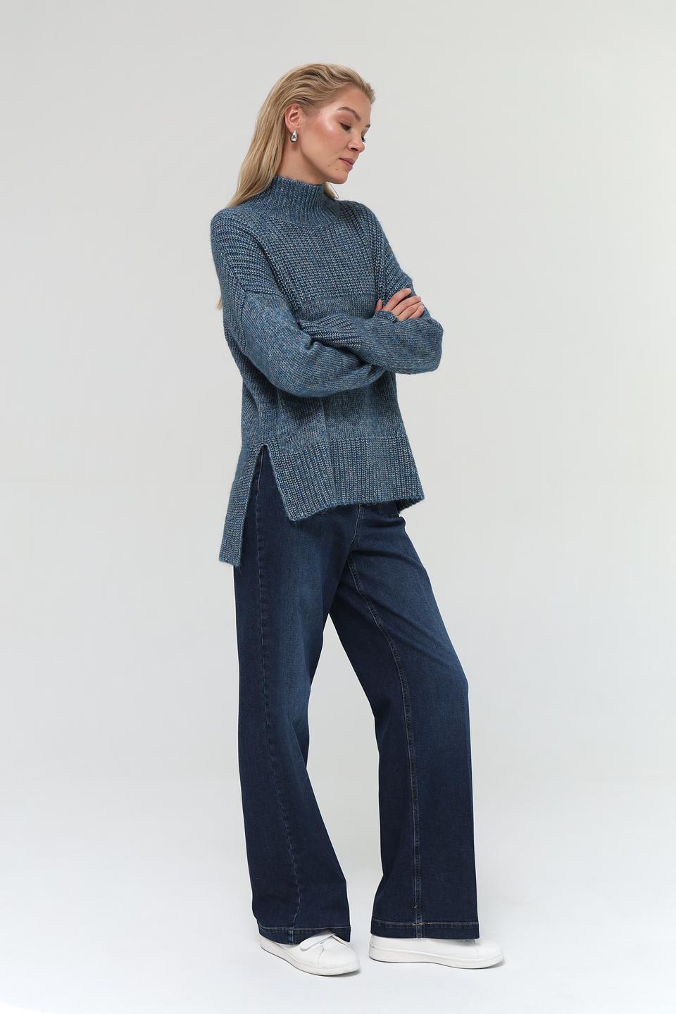 Пуловер Pezzo бирюзовый с высоким горлом