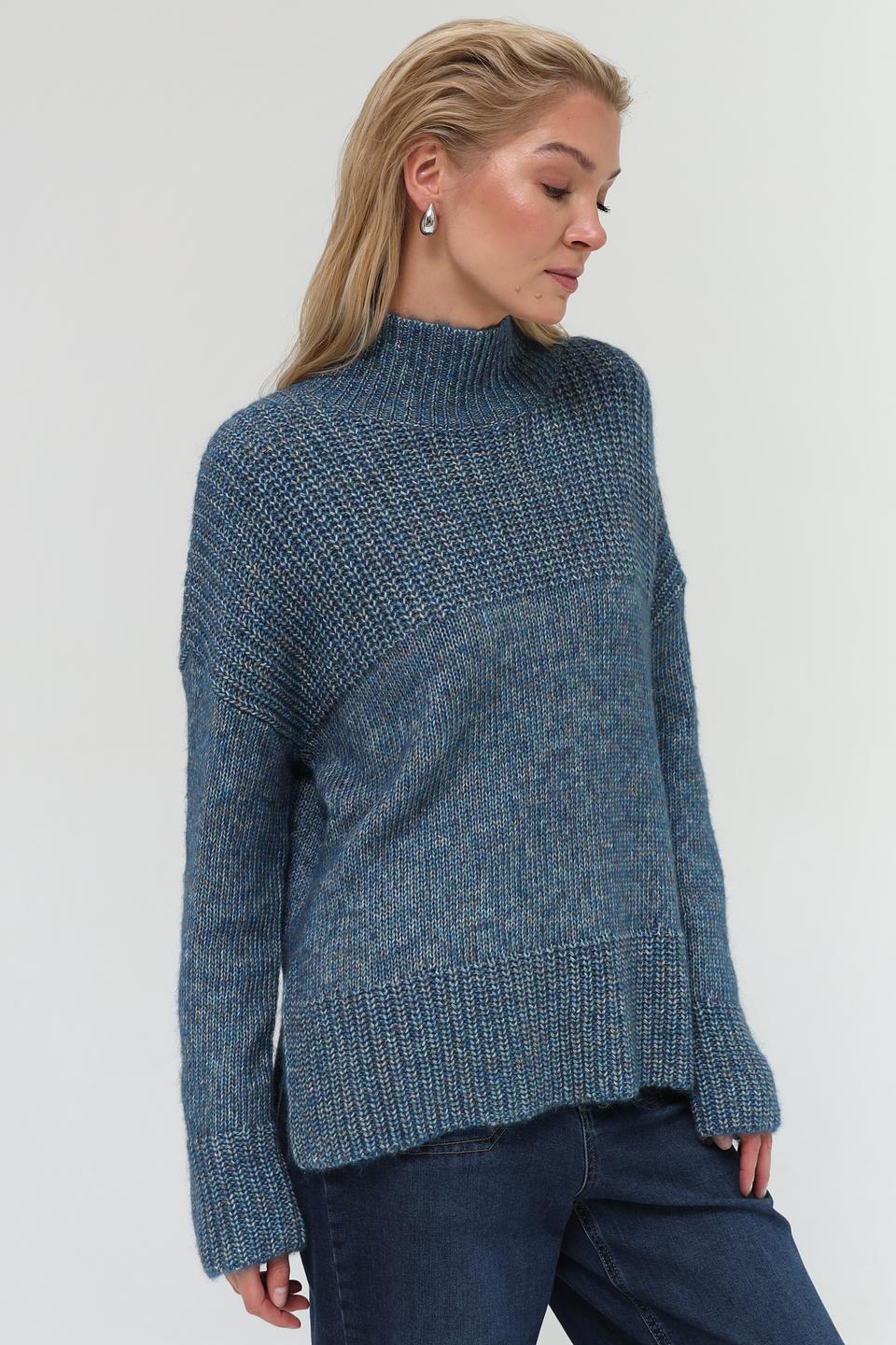 Пуловер Pezzo бирюзовый с высоким горлом