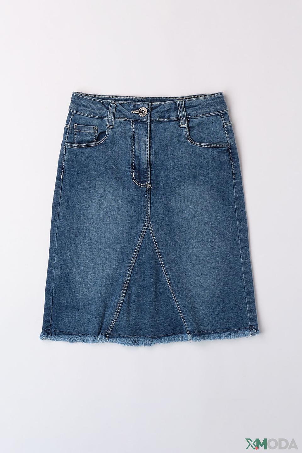 Юбка Ido дев. джинсовая с бахромой