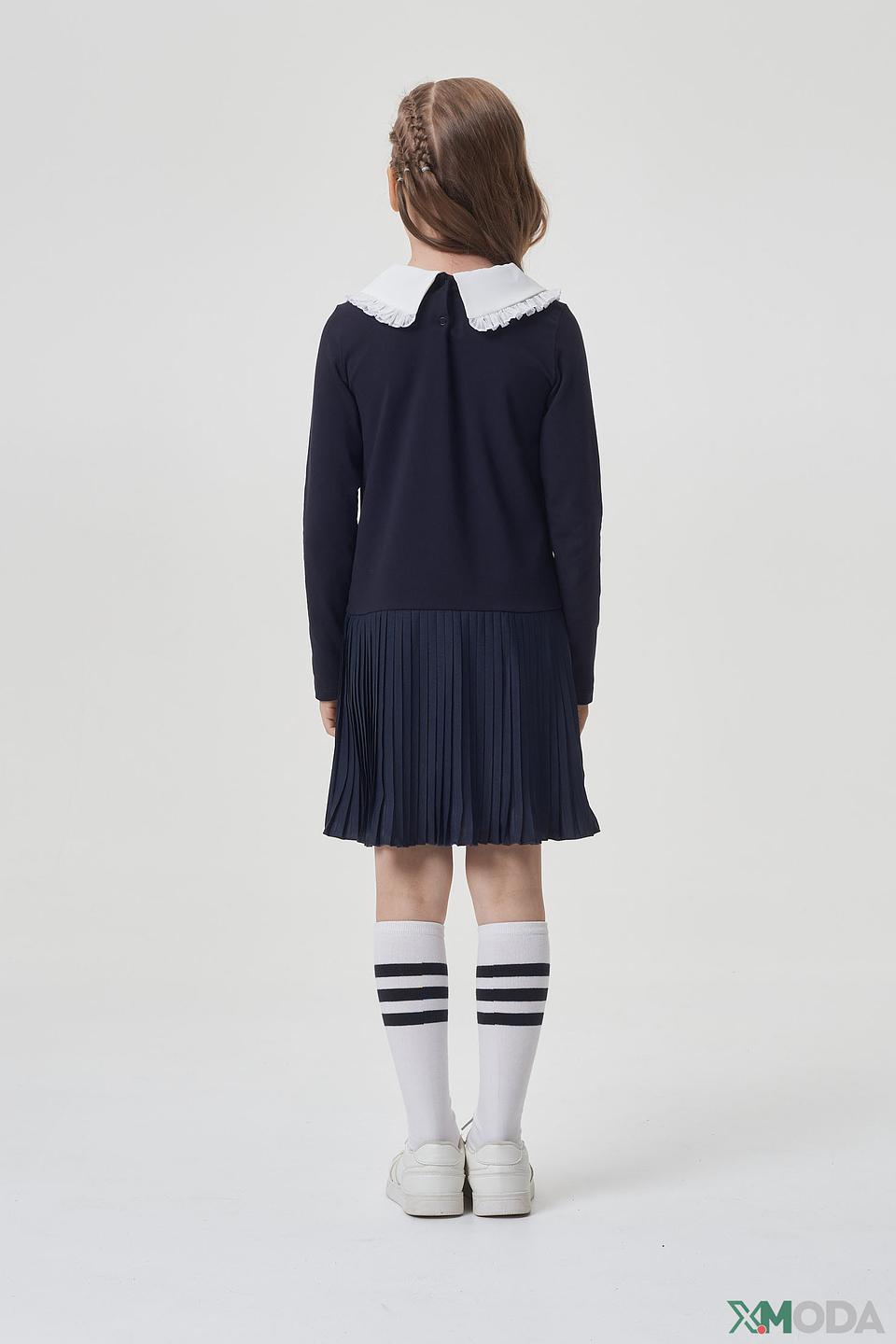 Платье Choupette, тёмно-синее, с белым воротником