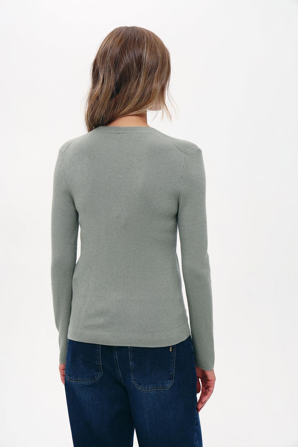 Пуловер Marc Cain V-образный вырез оливковый