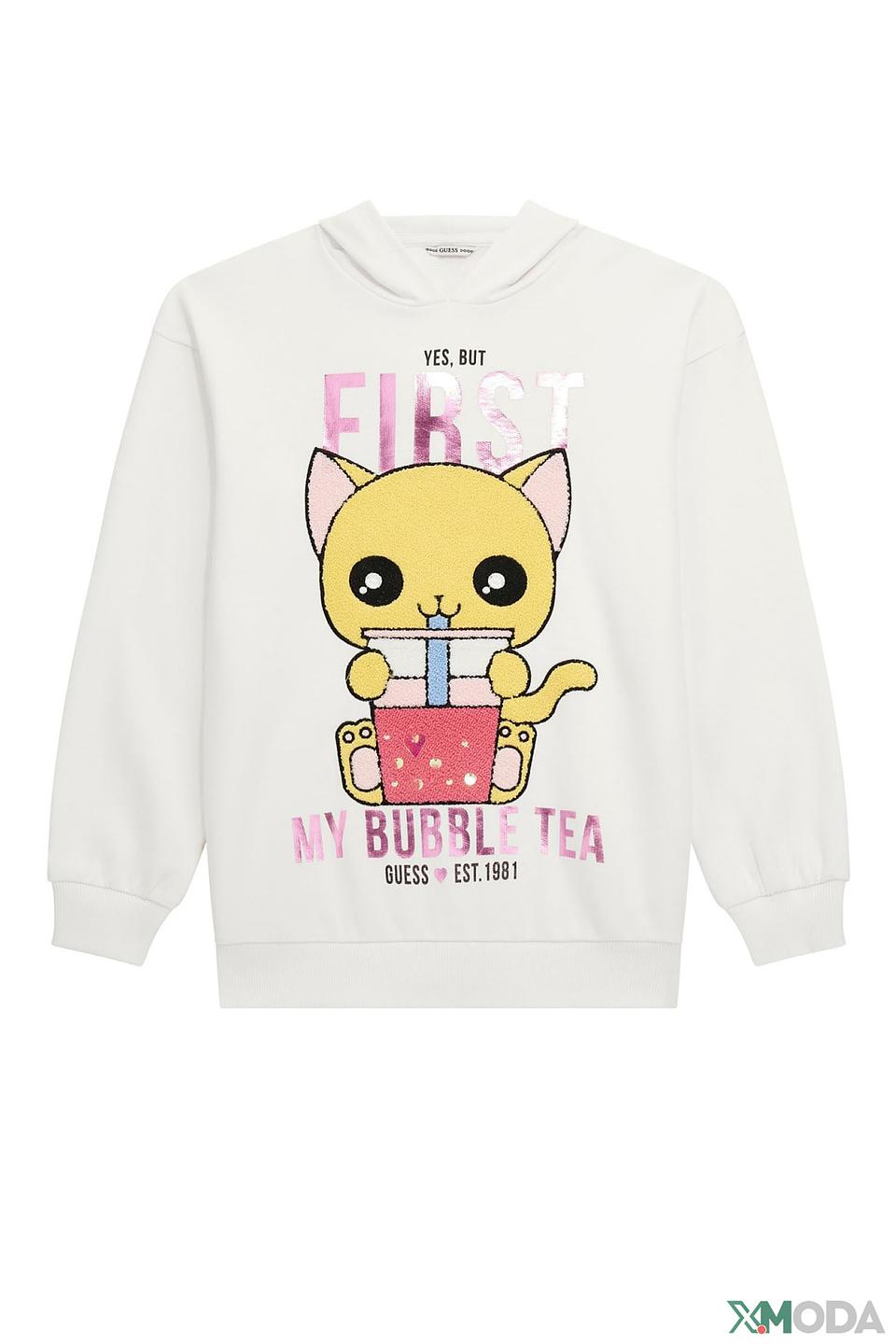 Толстовка Guess дев. с котиком белый
