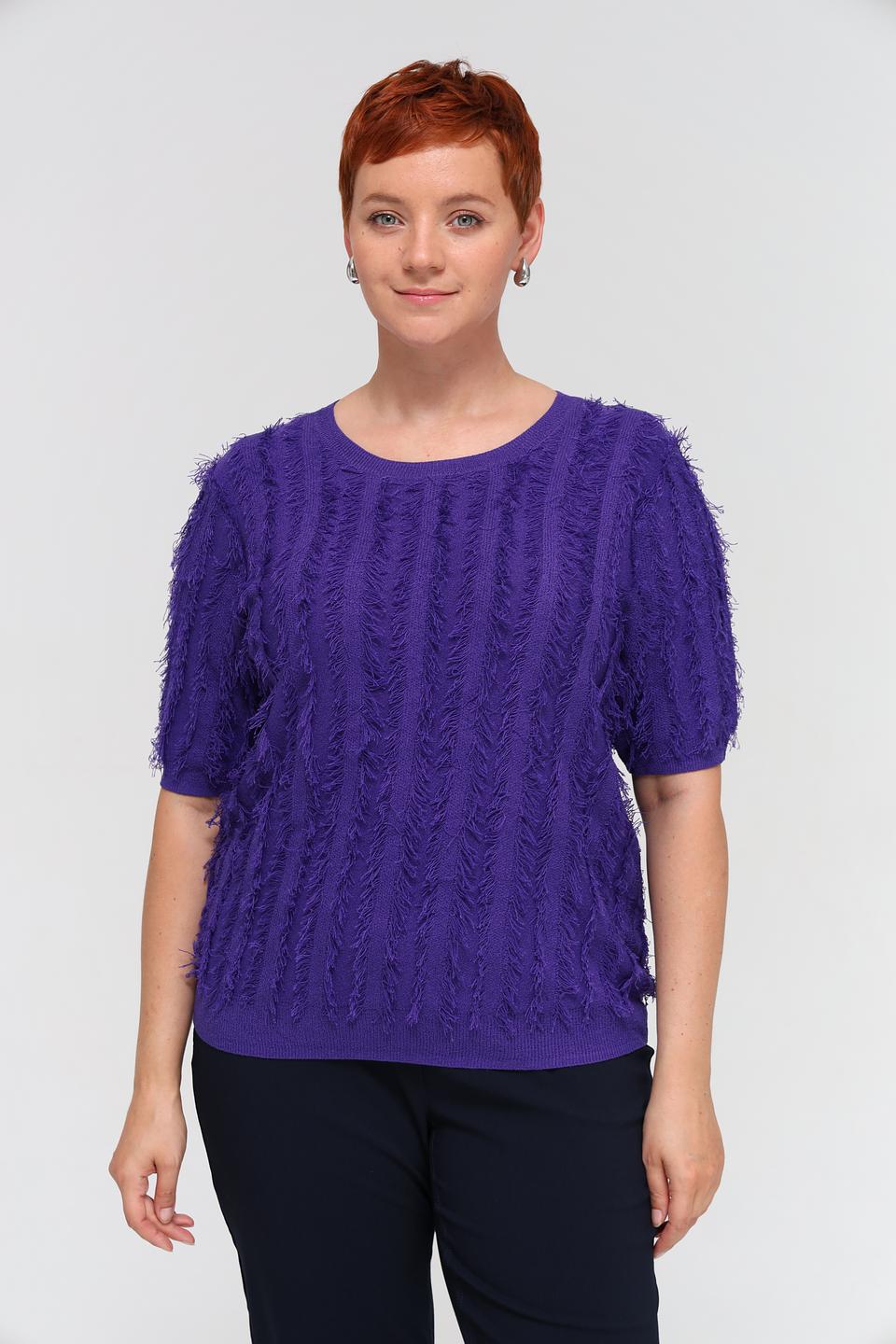 Пуловер Samoon с бахромой фиолетовый