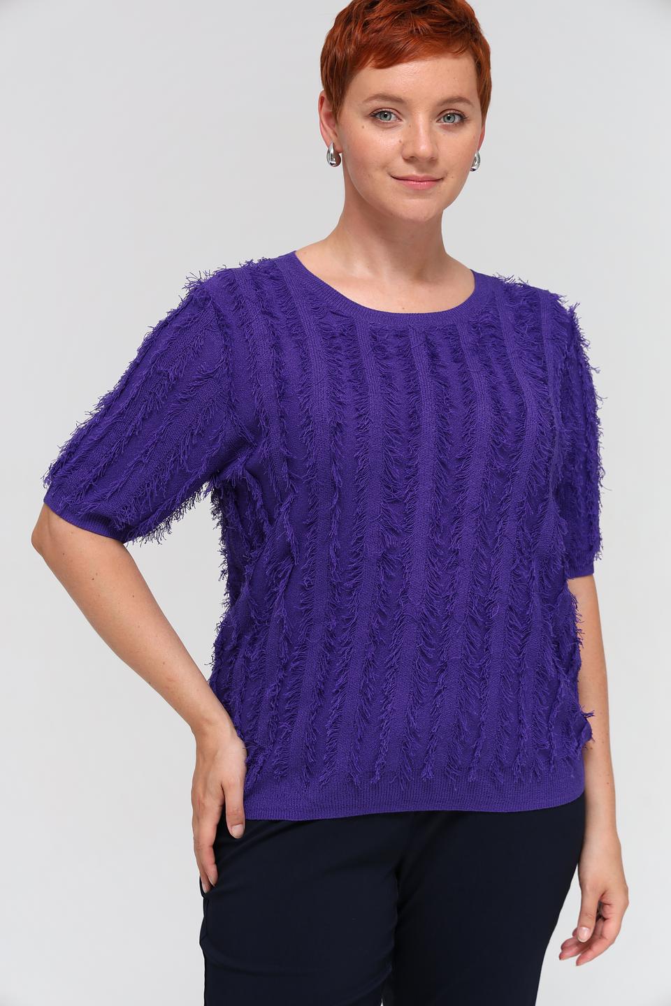 Пуловер Samoon с бахромой фиолетовый