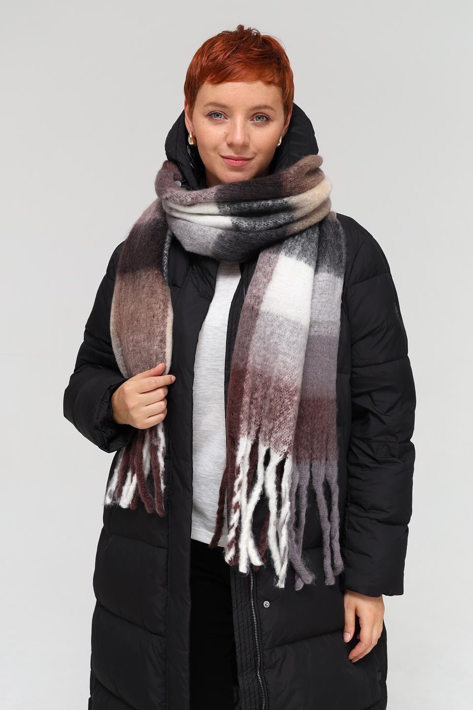 Шарф Electra style в клетку с бахромой