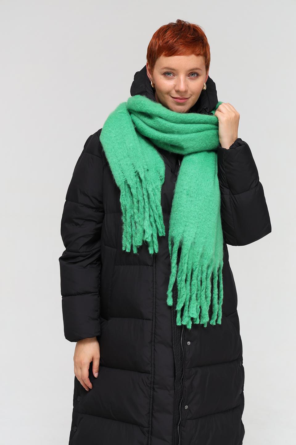 Шарф Electra style зелёный с бахромой
