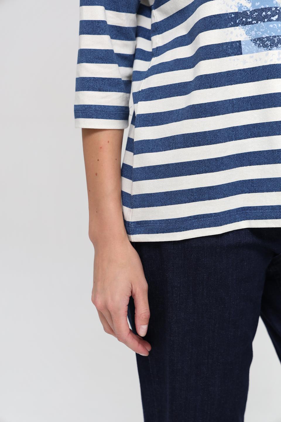 Футболка Olsen в полоску с принтом