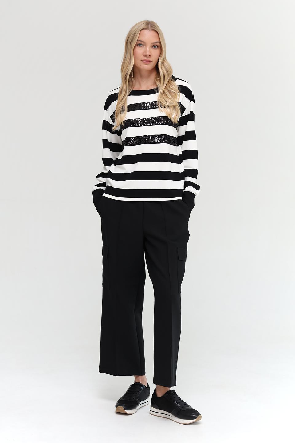 Пуловер Monari в полоску с пайетками