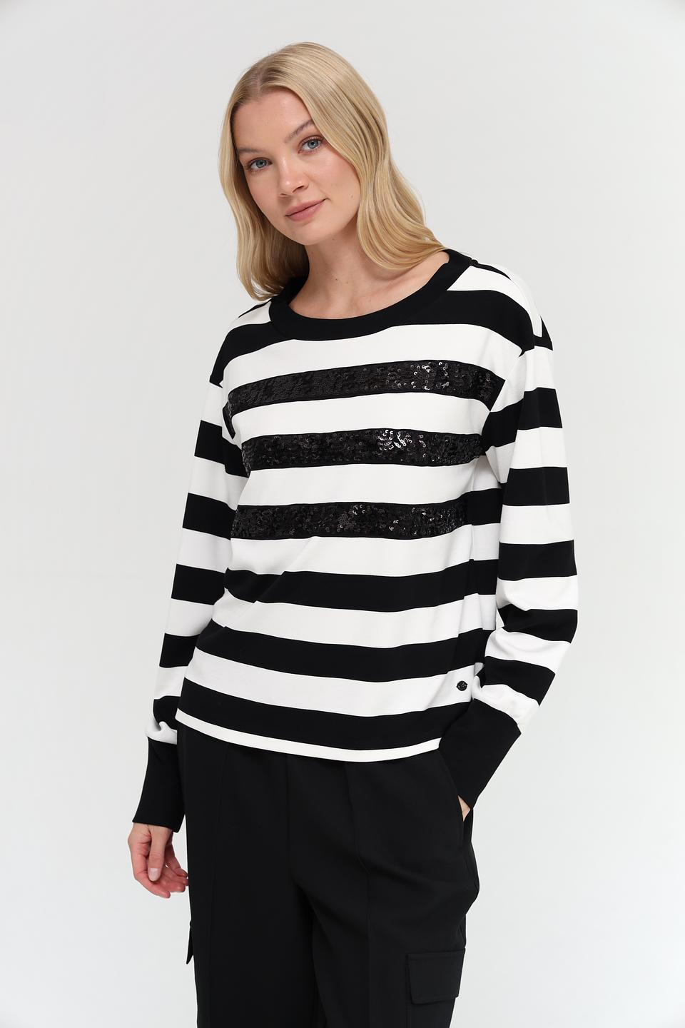 Пуловер Monari в полоску с пайетками