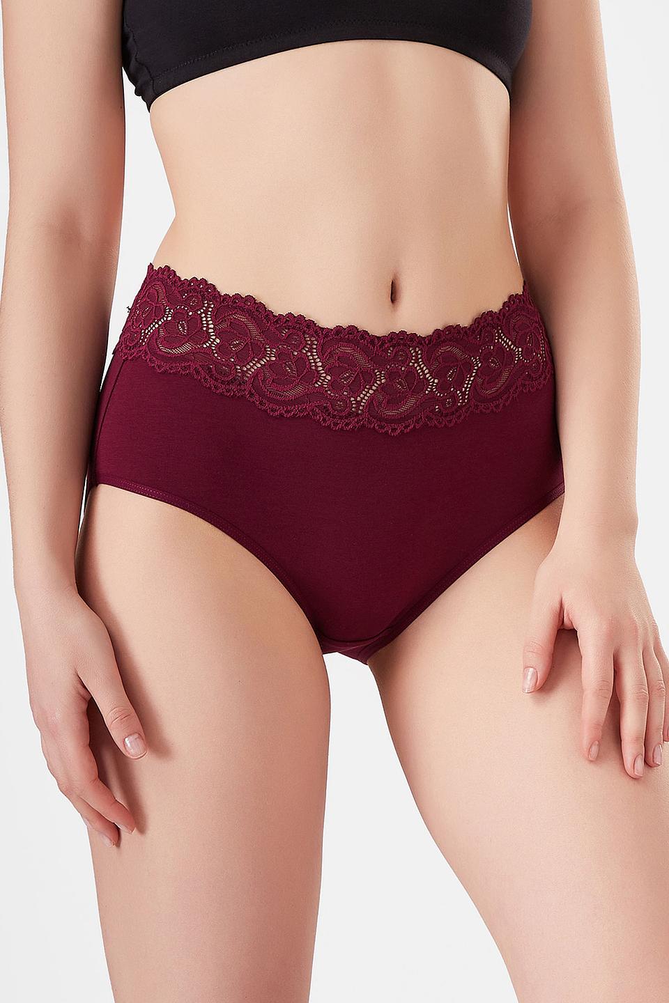 Трусы Lowry с кружевом бордовые