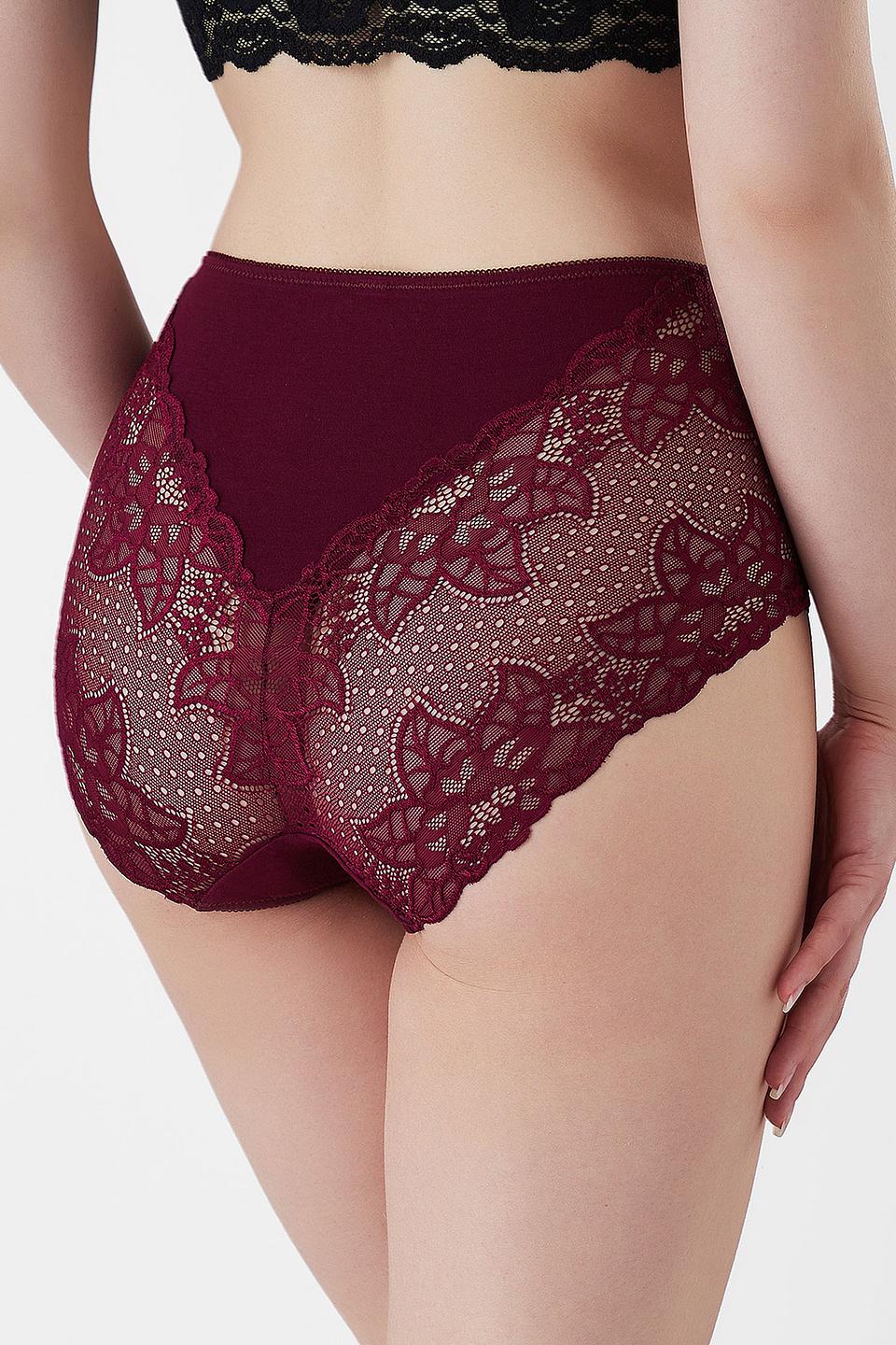 Трусы Lowry с кружевом бордовые