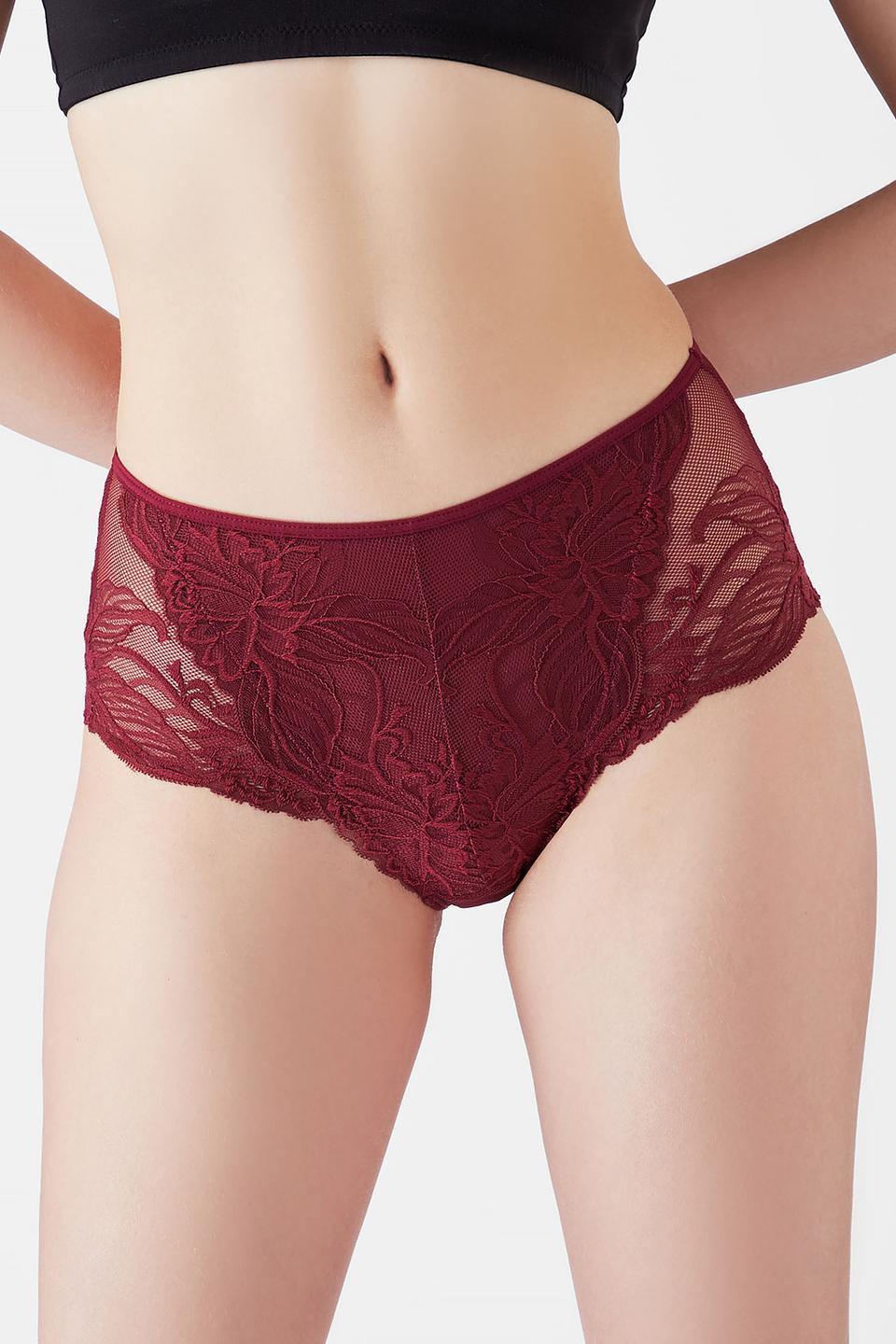 Трусы Lowry с кружевом винный