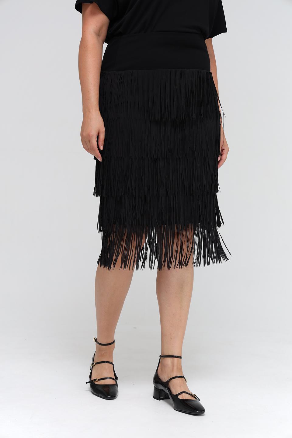 Юбка Samoon с бахромой чёрная