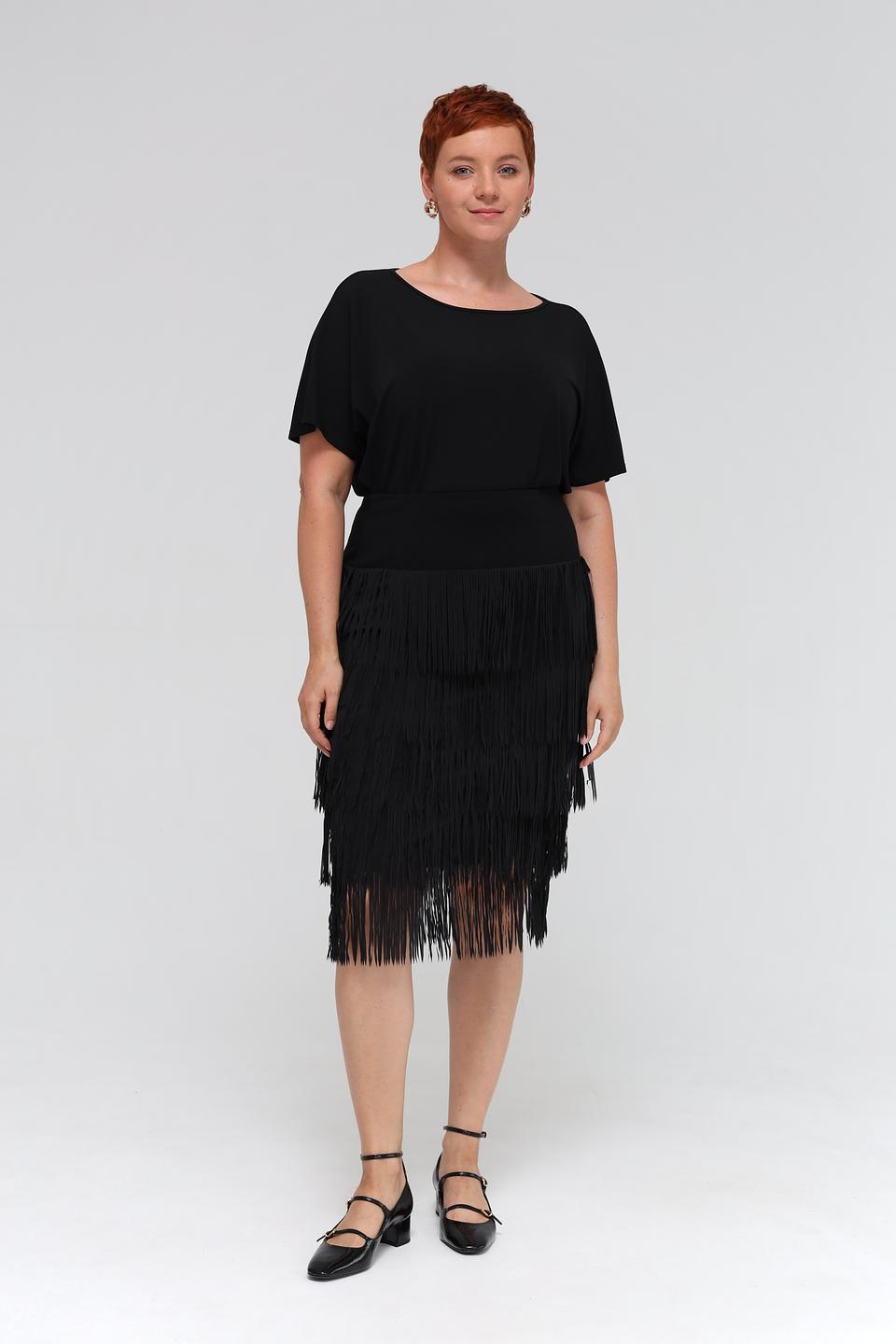 Юбка Samoon с бахромой чёрная