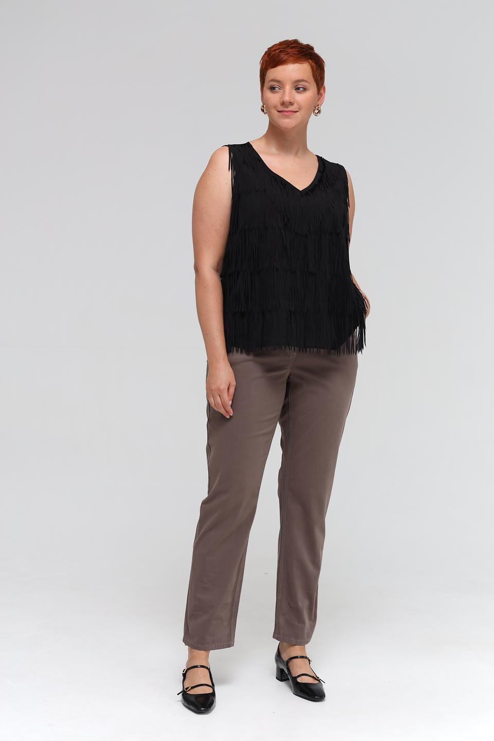 Топ Samoon с бахромой чёрный