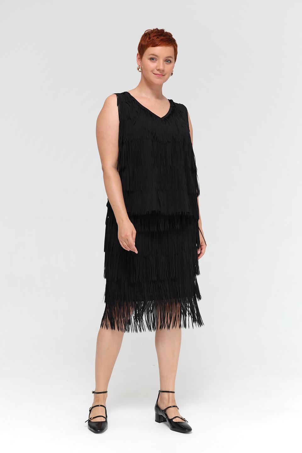 Топ Samoon с бахромой чёрный